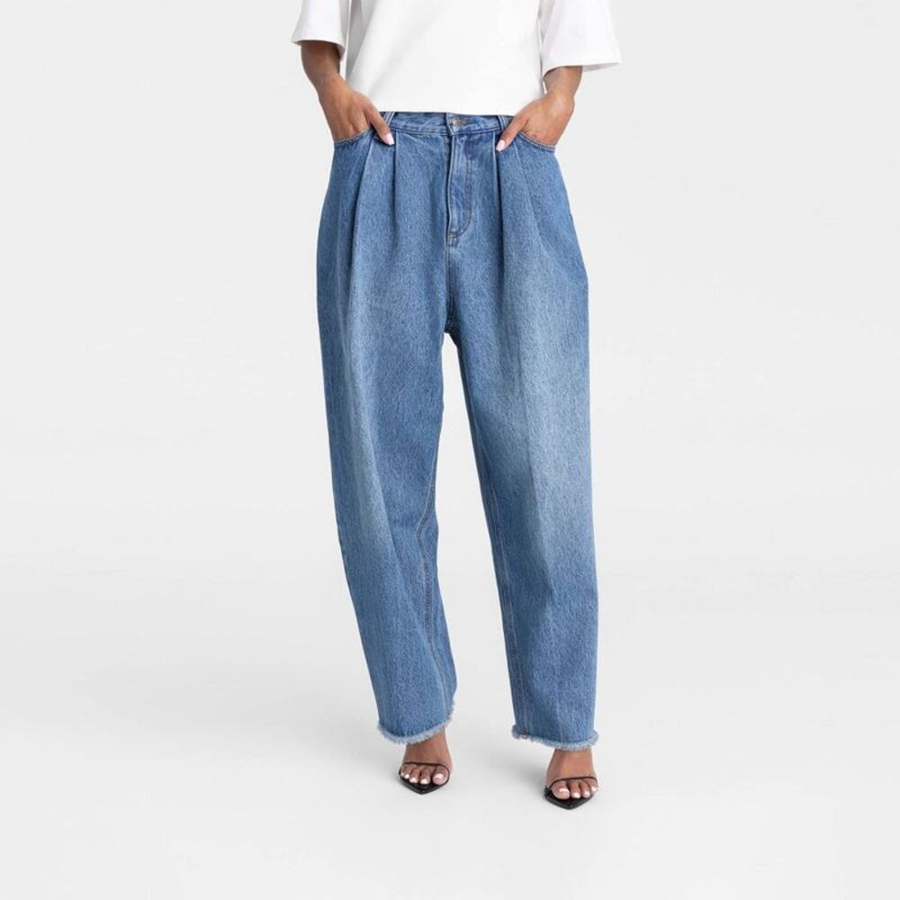 KBB by Kahlana -  Women's High-Rise Barrel Leg 'The D Blue